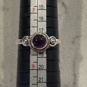 Sterling Silver And Amethyst Ring Size 7‎ 3/4